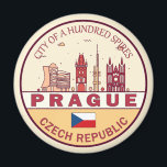 Prague Czech Republic City Skyline Emblem Magnet<br><div class="desc">Prague minimalist,  colourful art design featuring monuments and landmarks of the city in Czech Republic.</div>