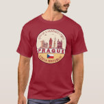 Prague Czech Republic City Skyline Emblem T-Shirt<br><div class="desc">Prague minimalist,  colourful art design featuring monuments and landmarks of the city in Czech Republic.</div>