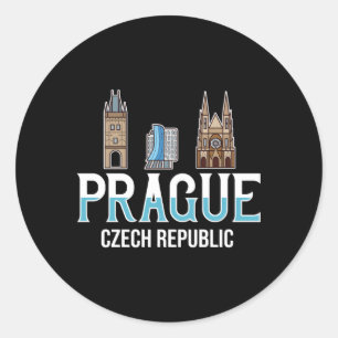 Prague Czech Republic City Skyline Map Travel Classic Round Sticker