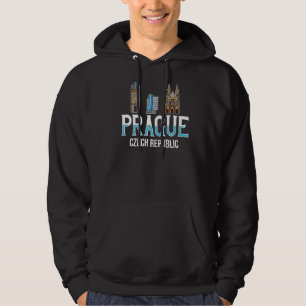 Prague Czech Republic City Skyline Map Travel Hoodie