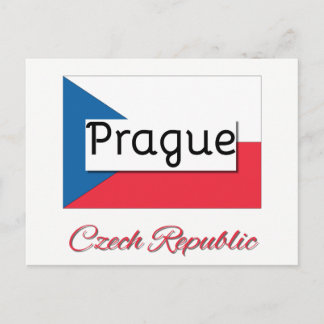 Prague Czech Republic Flag Postcard