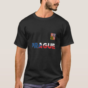 Prague Czech Republic Heart Flag Lion Coat Of Arm  T-Shirt