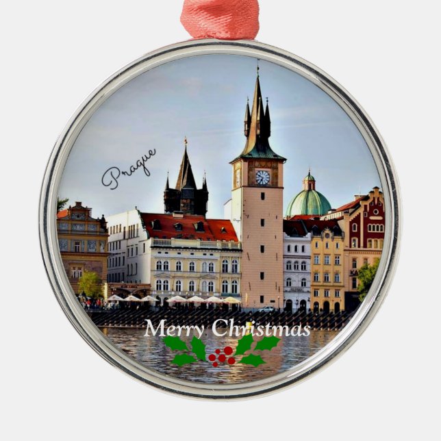 Prague, Czech Republic - Merry Christmas Metal Ornament (Front)
