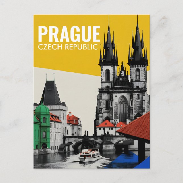 Prague Czech Republic Old Town Skyline Collage Postcard (Front)