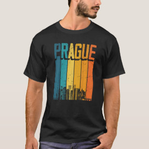 Prague Czech Republic Retro Vintage Sunset Skyline T-Shirt