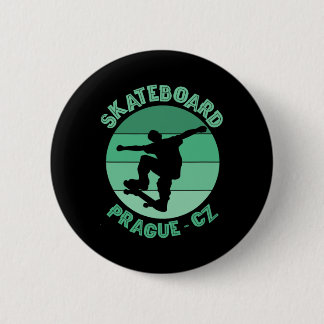Prague Czech Republic Skateboarder Urn Skateboardi 2 Inch Round Button