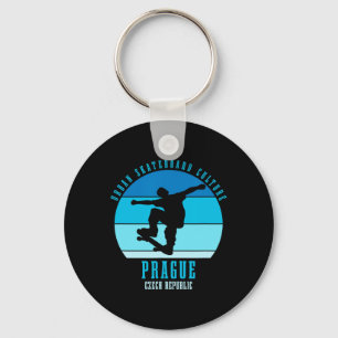 Prague Czech Republic Skateboarder Urn Skateboardi Keychain