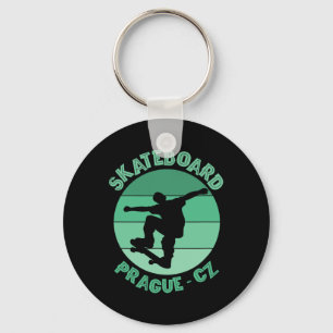 Prague Czech Republic Skateboarder Urn Skateboardi Keychain