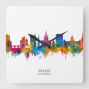 Prague Czech Republic Skyline Square Wall Clock