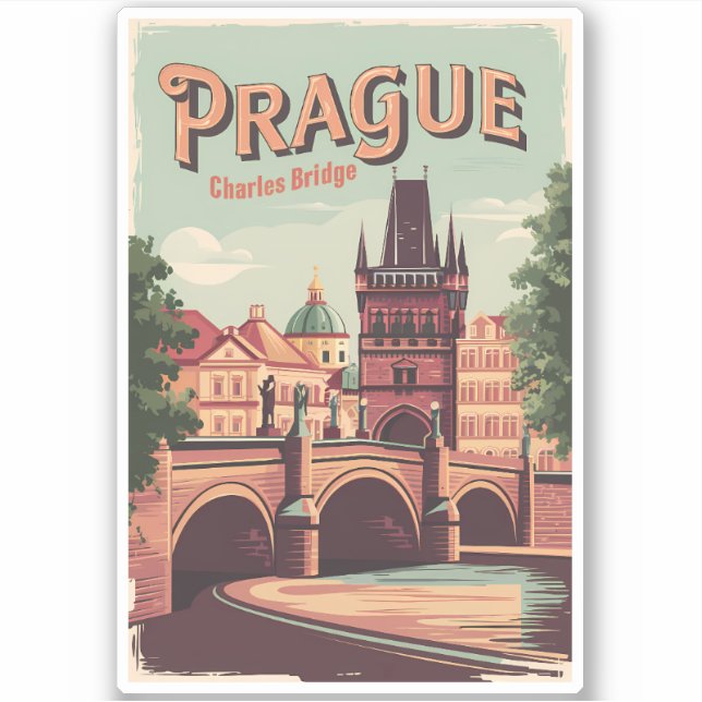 Prague Czech Republic Travel Art Vintage (Front)