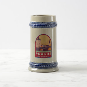 Prague Czech Republic Travel Art Vintage Beer Stein
