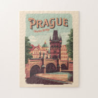 Prague Czech Republic Travel Art Vintage
