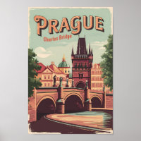 Prague Czech Republic Travel Art Vintage