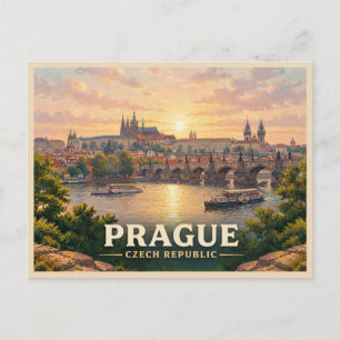 prague czech republic travel  postcard