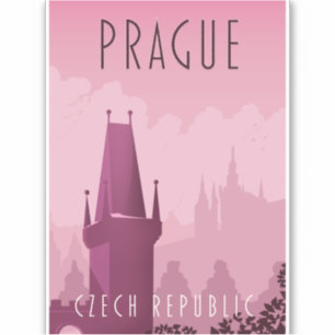 Prague Czech Republic vintage style travel poster