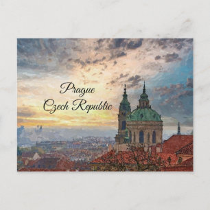 Prague Czech Republic Watercolor Post Card