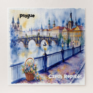 Prague - Czech Republic Watercolor Sketch   Jigsaw Puzzle