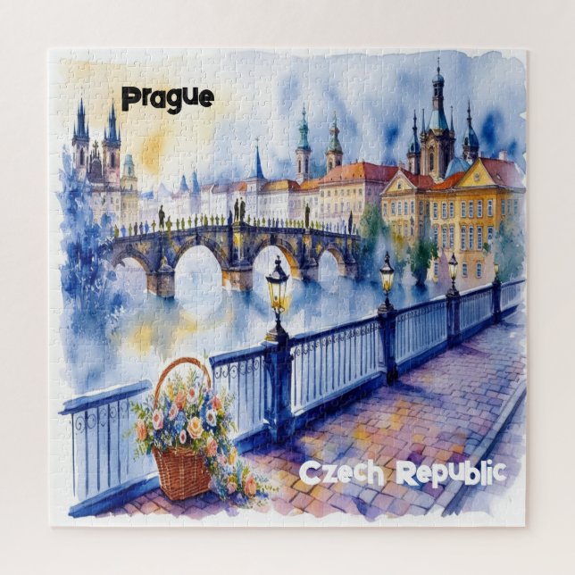 Prague - Czech Republic Watercolor Sketch | Jigsaw Puzzle (Vertical)