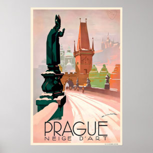Prague Czech Vintage Travel Poster