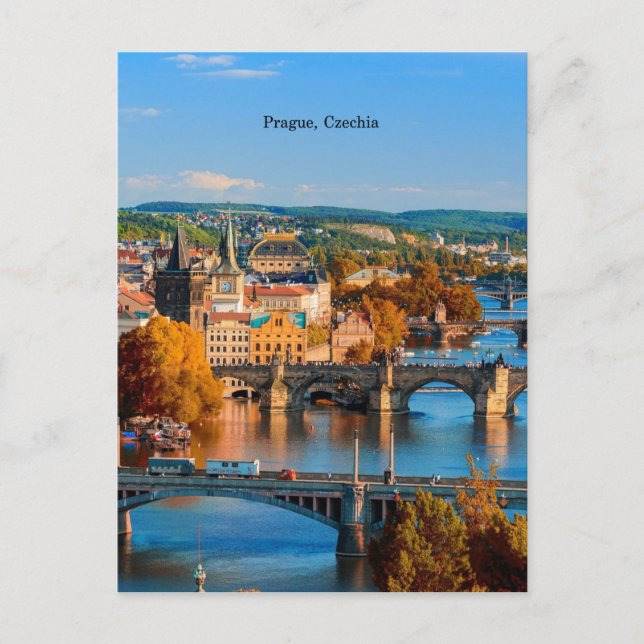 Prague Czechia Bridges Postcard (Front)