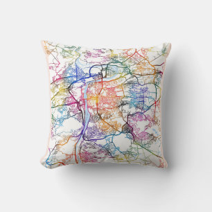 Prague Czechia City Map Throw Pillow