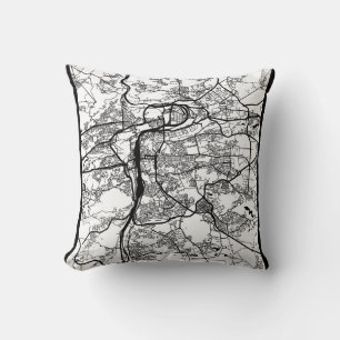Prague Czechia City Map Throw Pillow