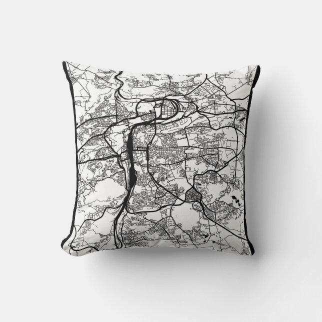 Prague Czechia City Map Throw Pillow (Front)
