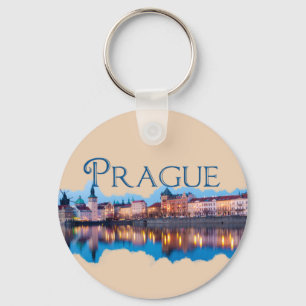 Prague: Evening Skyline Keychain
