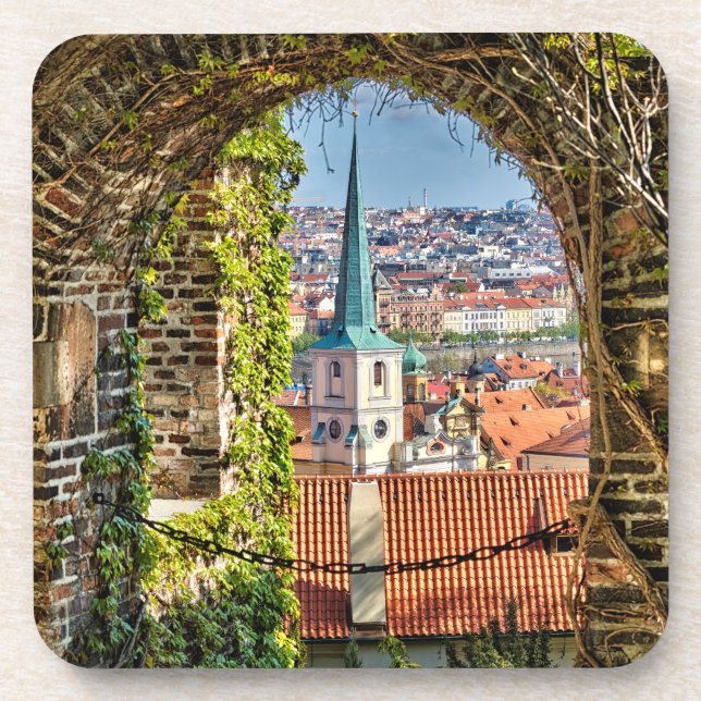 Prague Garden Arch Hard Plastic Coaster (Front)