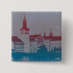 Prague Golden city 2 Inch Square Button