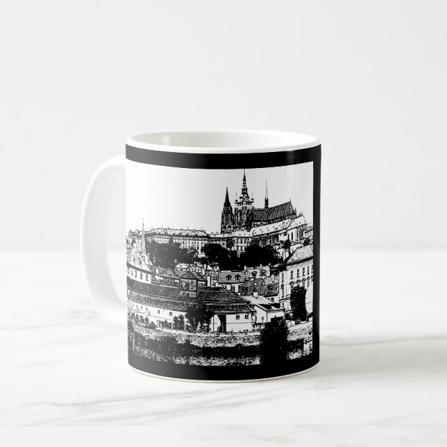 Prague, Historical city, Castle & Flag - Czech Coffee Mug (Front Left)