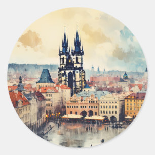 Prague night in Czech Republic  Classic Round Sticker