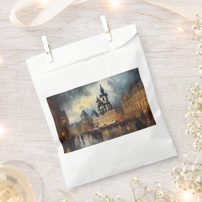 Prague night in Czech Republic  Favour Bag (Clipped)