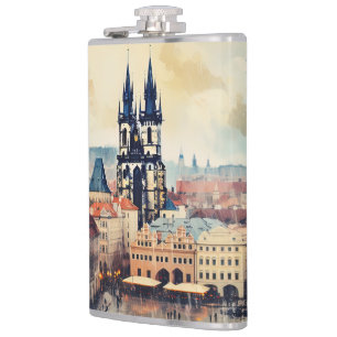 Prague night in Czech Republic  Hip Flask