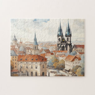 Prague night in Czech Republic Jigsaw Puzzle