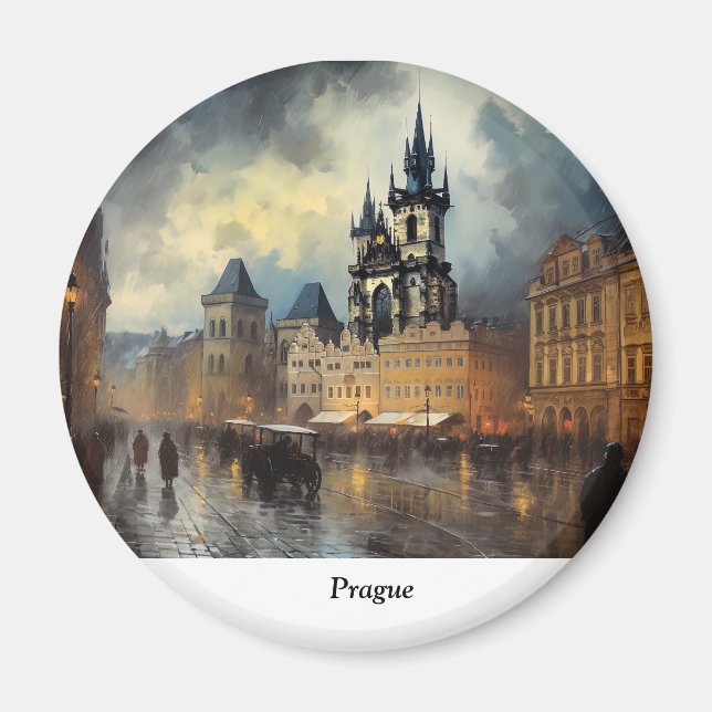 Prague night in Czech Republic Magnet (Front)