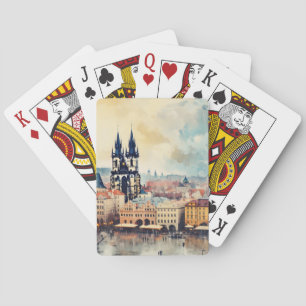 Prague night in Czech Republic Playing Cards