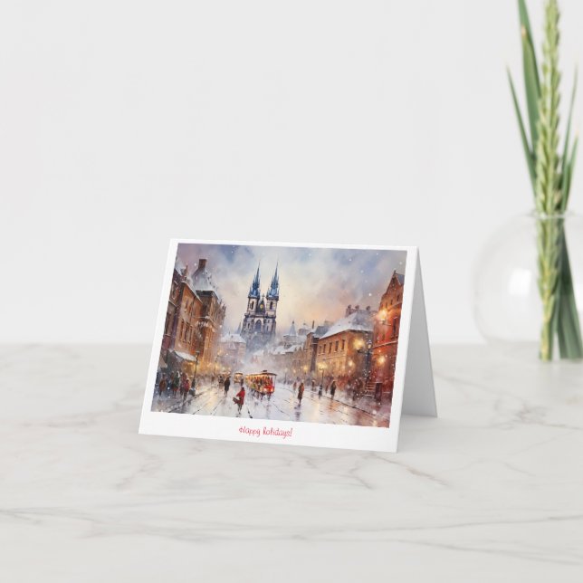 Prague night in Czech Republic Thank You Card (Front)
