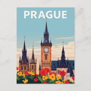 Prague Old Town Square Travel Art Postcard