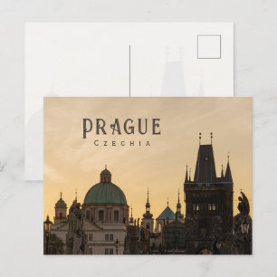 Prague Old Town sunrise, Czechia travel photo Postcard