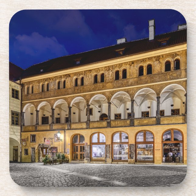 Prague Old Town Ungelt Night Hard Plastic Coaster (Front)