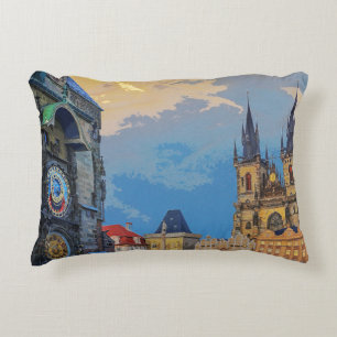 Prague Own Town Astronomical Clock Architecture Co Accent Pillow