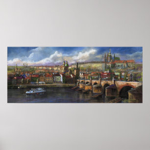 Prague Panorama Charles Bridge Prague Castle Poster