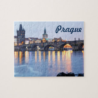 Prague River twilight view souvenir photo Jigsaw Puzzle