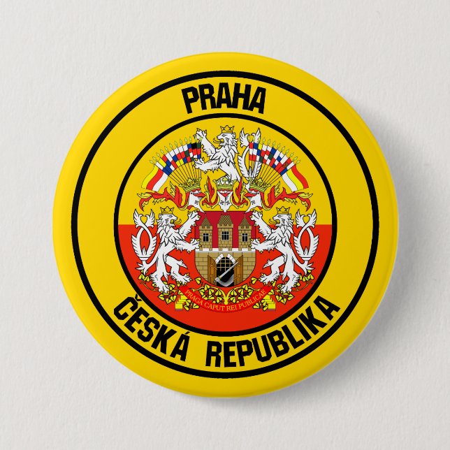 Prague Round Emblem 3 Inch Round Button (Front)