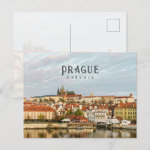 Prague scenic river view, Czechia travel photo Postcard