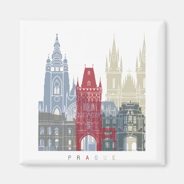 Prague skyline poster magnet (Front)