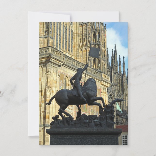Prague statue greeting card (Front)