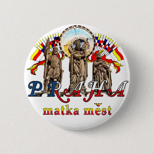 Prague-themed graphic design 2 inch round button