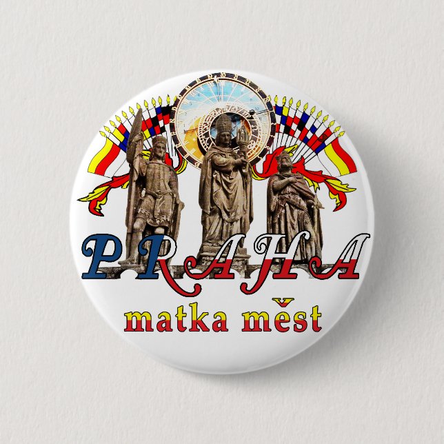 Prague-themed graphic design 2 inch round button (Front)